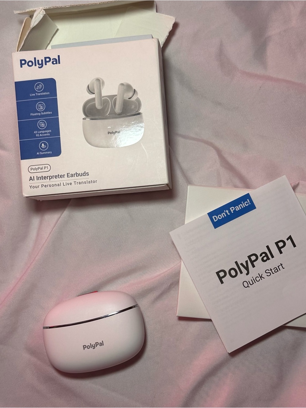 PolyPal P1 AI Translation Earbuds – White